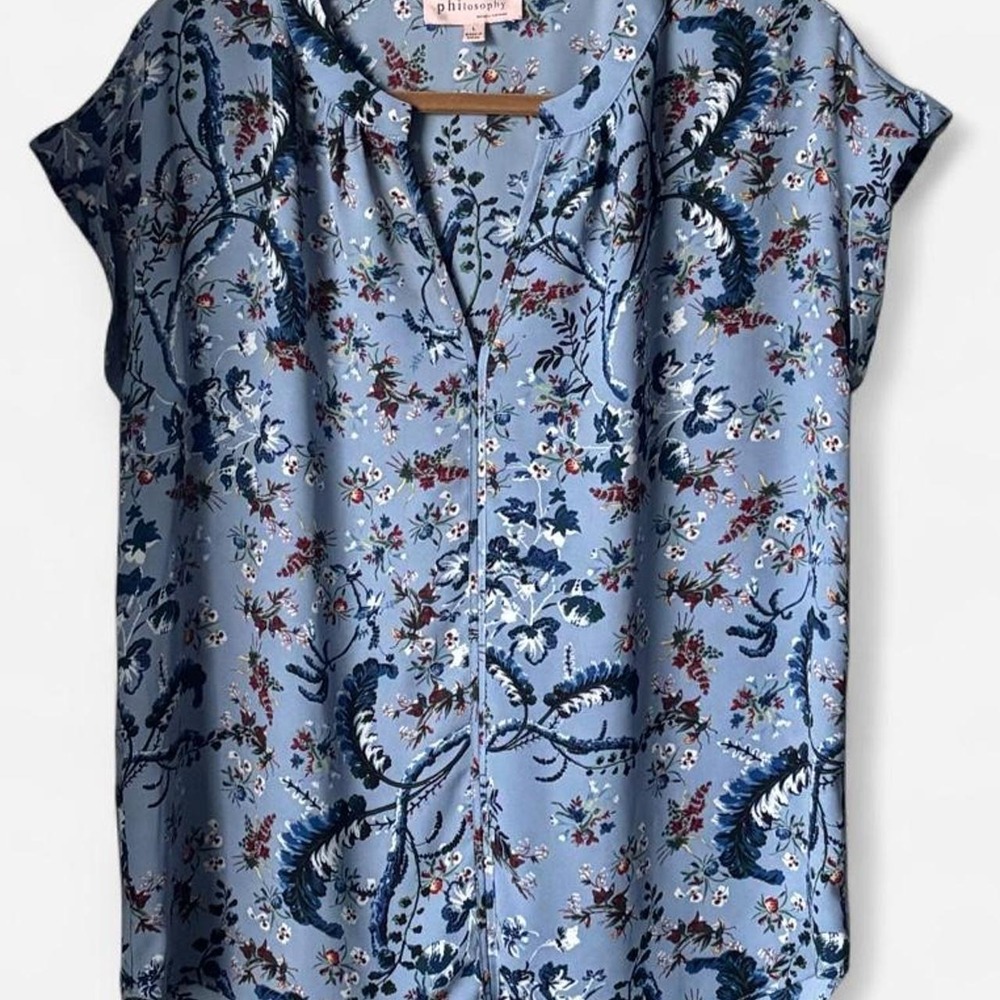 Philosophy Women's Blue Floral Blouse